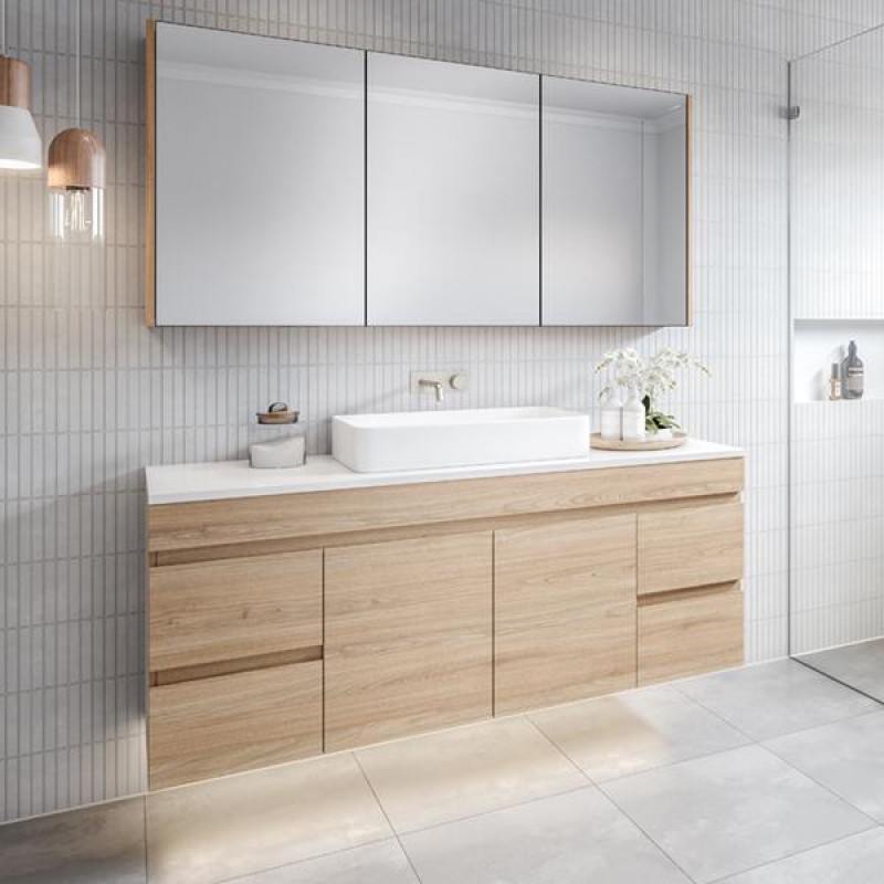 Timberline Bargo Wall Hung Vanity 750mm 1500mm With Haven Dolomite Top