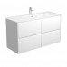 Joli Amato Satin White/ Scandi Oak Wall Hung Vanity with Ceramic top 750mm-1200mm
