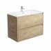 Joli Amato Satin White/ Scandi Oak Wall Hung Vanity with Ceramic top 750mm-1200mm