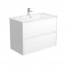 Joli Amato Satin White/ Scandi Oak Wall Hung Vanity with Ceramic top 750mm-1200mm