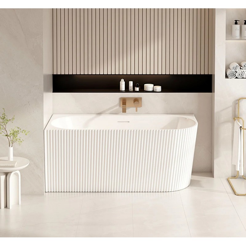 Rose V-Groove Corner Bathtub - Matt White