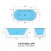 Poseidon Capri Groove Corner Bathtub - Matte White/Matte Black