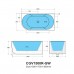 Poseidon Capri Groove Corner Bathtub - Matte White/Matte Black