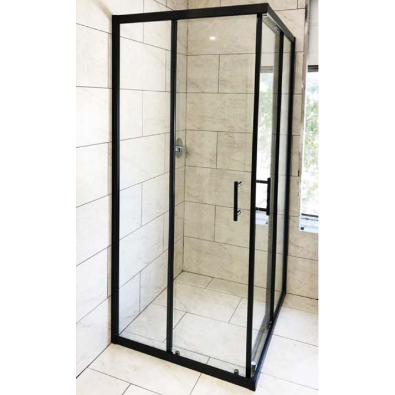 Matt Black 900 x 900mm, 1000 x 1000mm Shower Screen with Double Sliding Door