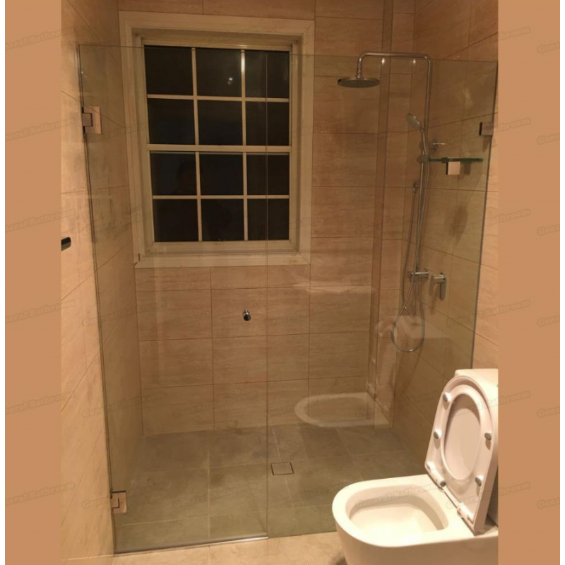 1210 - 1850MM Frameless with Wall Hinge from